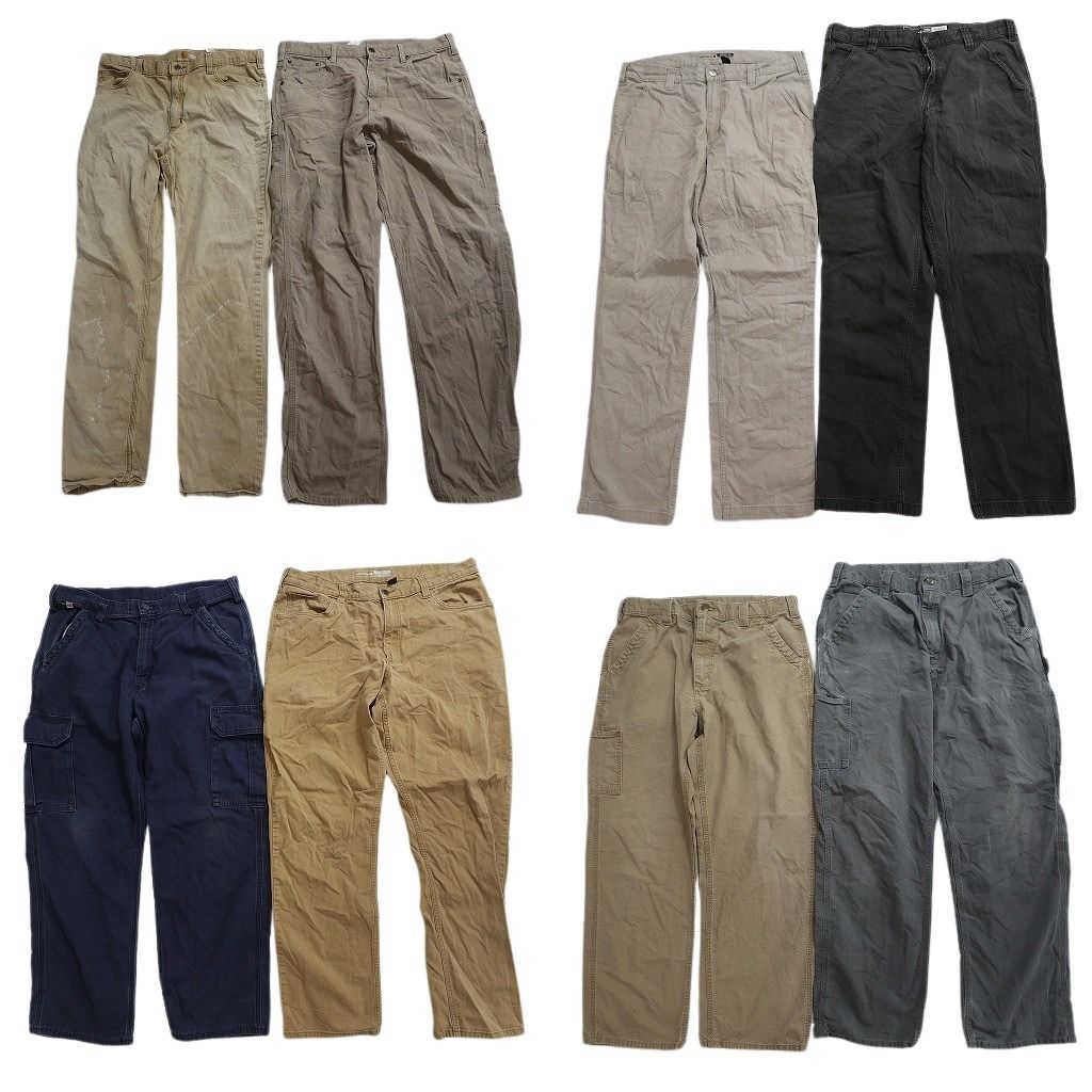 古着卸 まとめ売り カーハート パンツ 8枚セット ( メンズ 36 ) カーゴ ダック地 ネイビー ライトグレー ペインター 中古 古着 NF9990