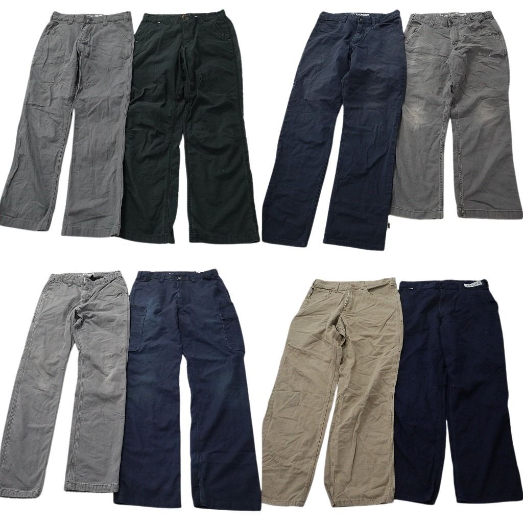 古着卸 まとめ売り カーハート パンツ 8枚セット ( メンズ 32 ) ワーク ネイビー グレー グリーン 中古 古着 NG0004