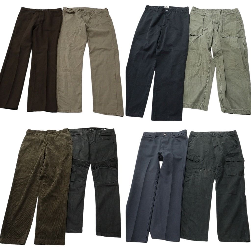 古着卸 まとめ売り ブランド パンツ 8枚セット ( メンズ 36 ) アルマーニ リーバイス 505 LEE ラングラー エルエルビーン 中古 古着 NG0017