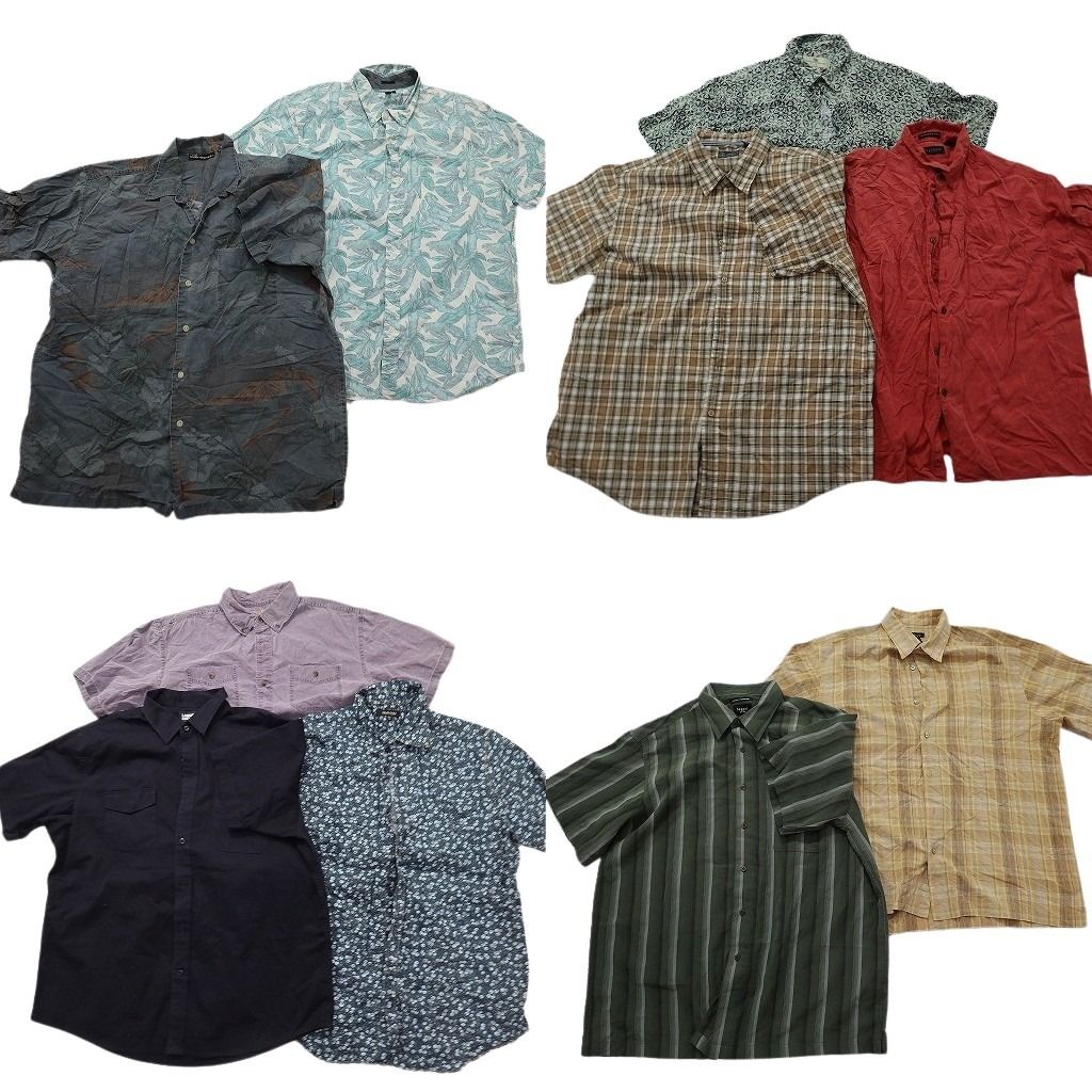 古着卸 まとめ売り 半袖シャツ 10枚セット ( メンズ XL ) オープンカラー ボックシルエット ラウンドカット 総柄 中古 古着 NG0051 9,360円