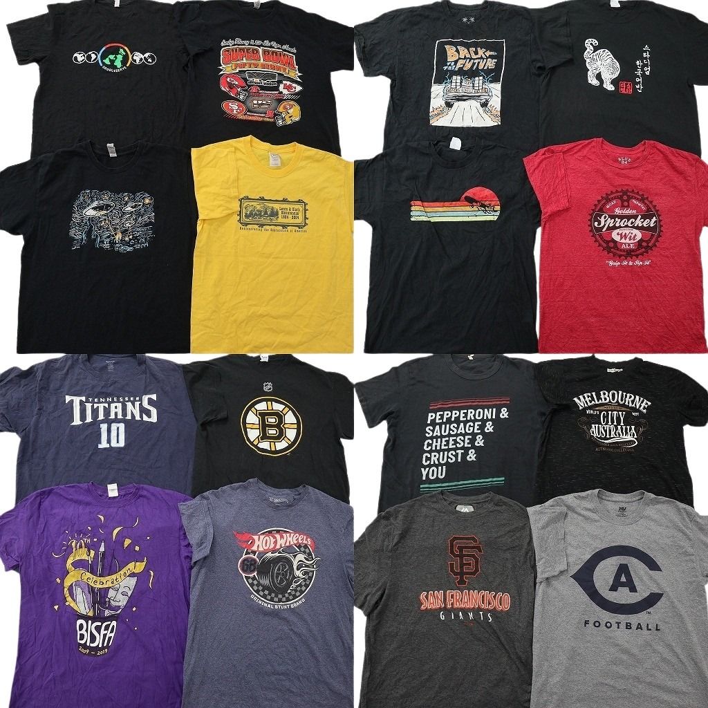 古着卸 まとめ売り プリント Tシャツ 16枚セット ( メンズ Ｌ ) プロチーム NFL MLB フットボール ホットウィールズ 中古 古着 NG0105