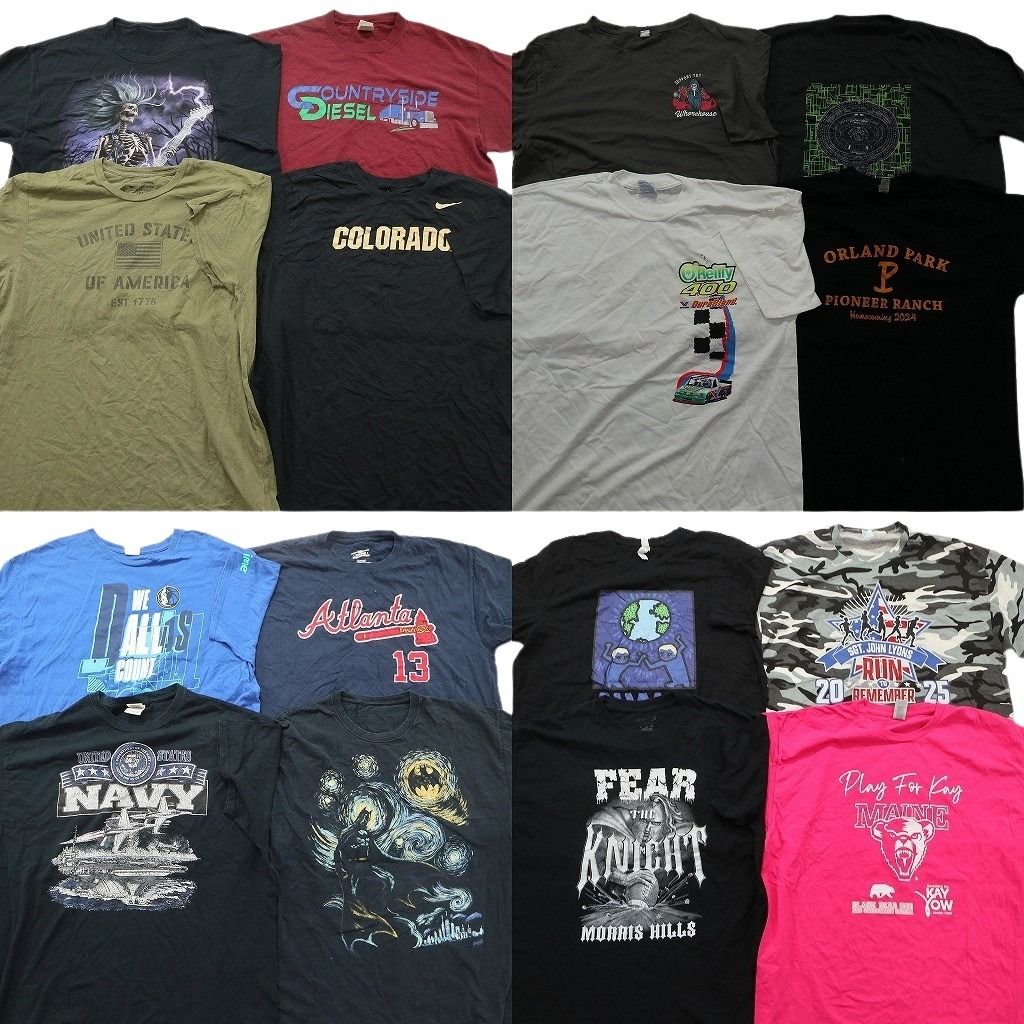 古着卸 まとめ売り プリント Tシャツ 16枚セット ( メンズ XL ) NIKE ディーゼル サンダー ミリタリー USNAVY 中古 古着 NG0140