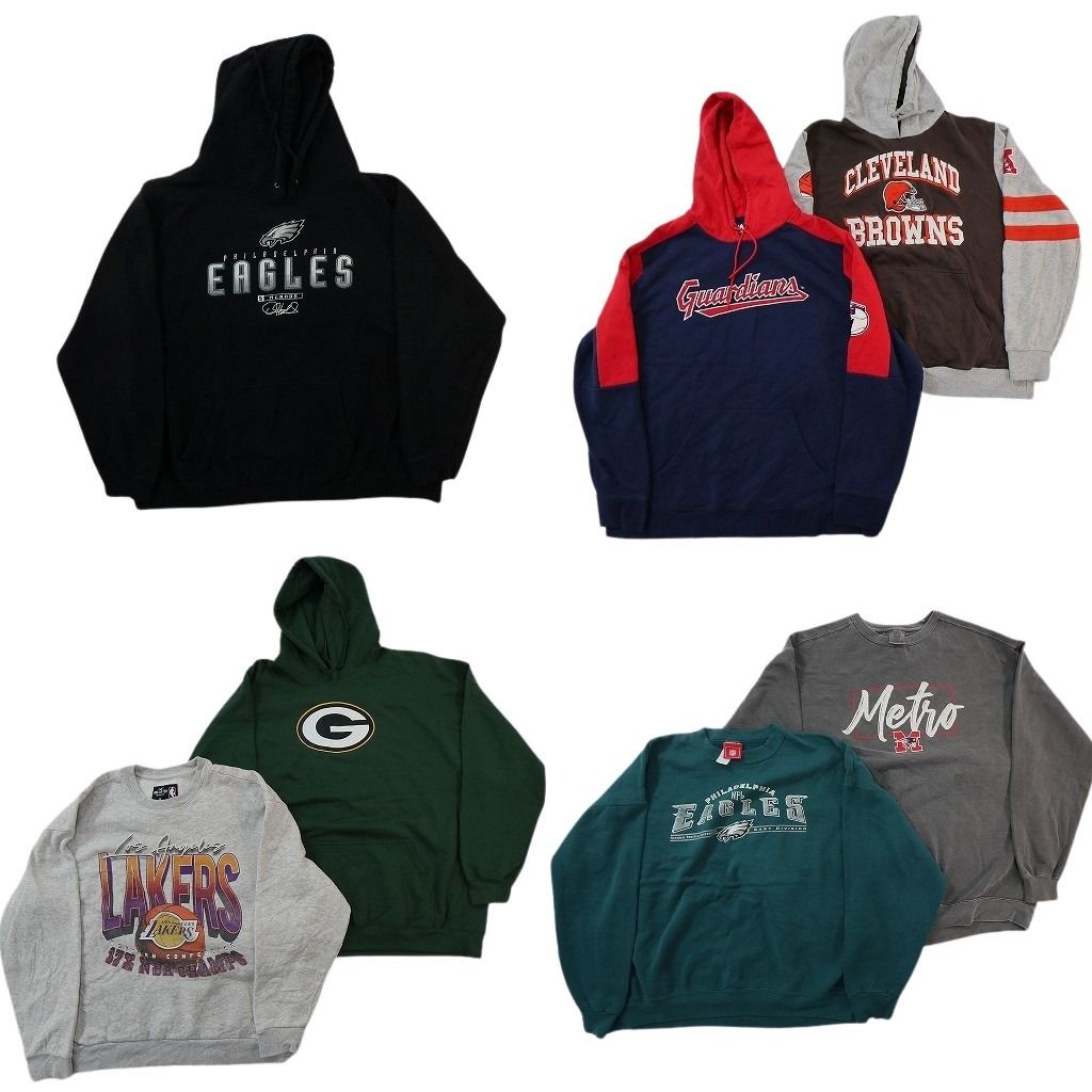 古着卸 まとめ売り プロチーム スウェット 7枚セット ( メンズ 2XL/XL ) NBA レイカーズ NFL パッカーズ イーグルス 中古 古着 NG0162