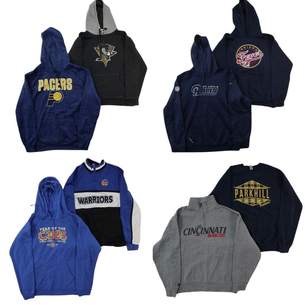 古着卸 まとめ売り プロチーム スウェット 8枚セット ( メンズ M/S ) NBA ペイサーズ ウォリアーズ MLB カブス 中古 古着 NG0169