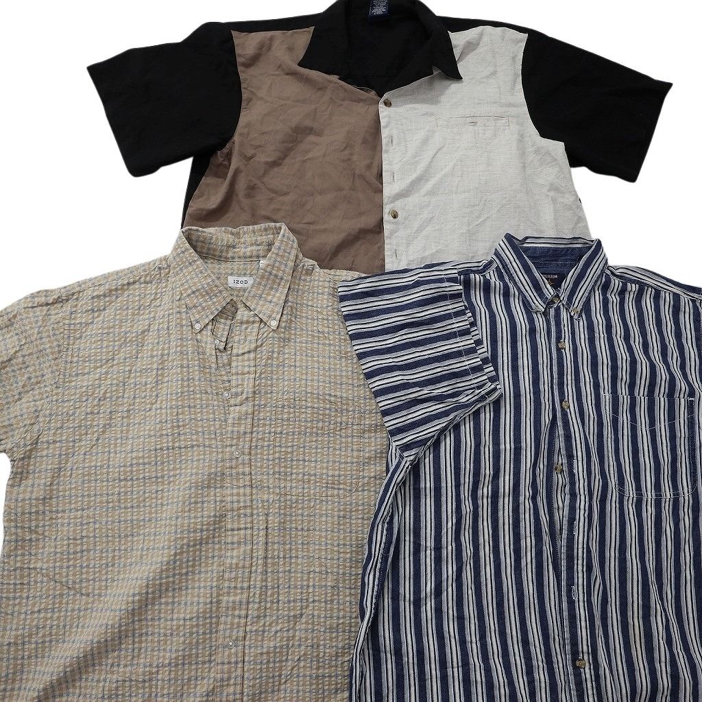 古着卸 まとめ売り 半袖シャツ MIX 10枚セット ( メンズ 2XL ) チェック柄 企業 ワークシャツ マルチカラー 中古 古着 NG0197