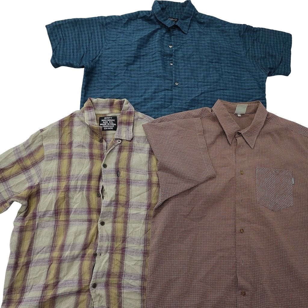 古着卸 まとめ売り 半袖シャツ MIX 10枚セット ( メンズ 2XL ) チェック柄 企業 ワークシャツ マルチカラー 中古 古着 NG0197