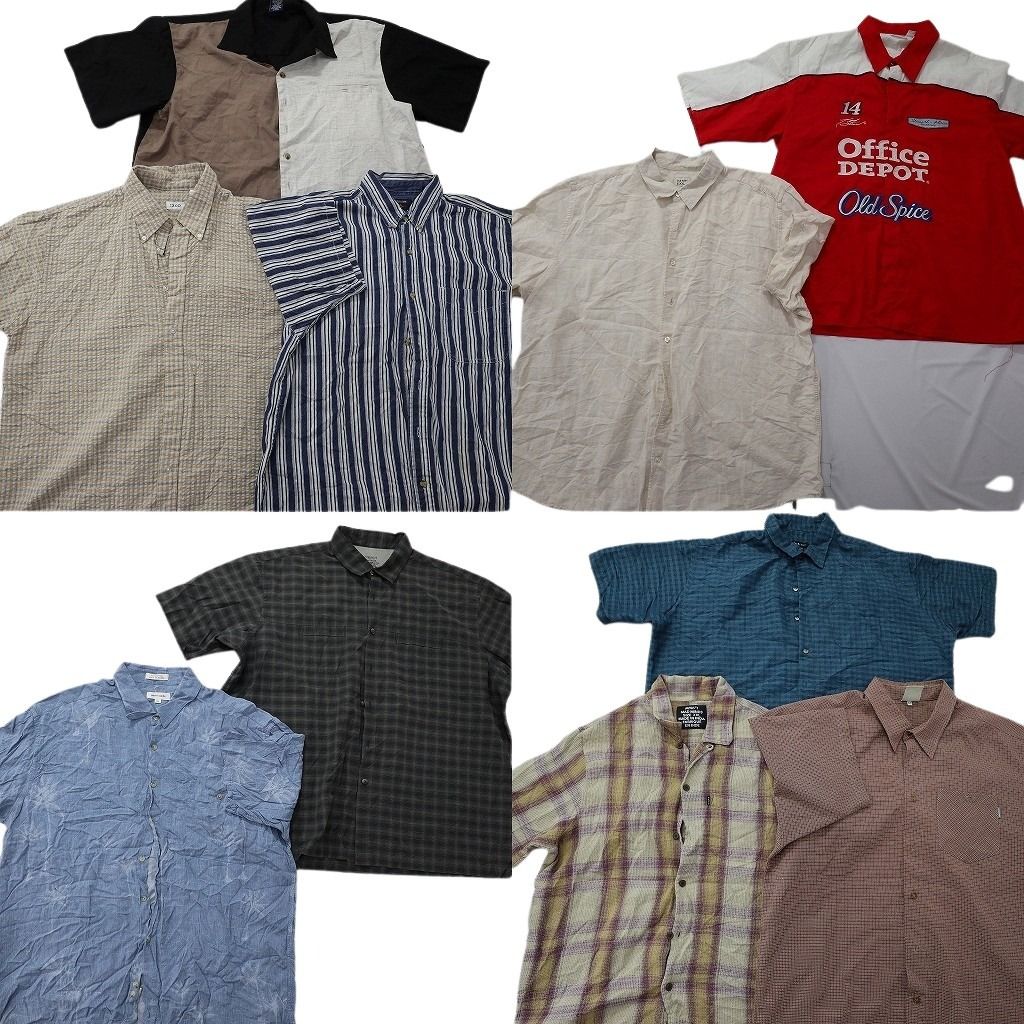 古着卸 まとめ売り 半袖シャツ MIX 10枚セット ( メンズ 2XL ) チェック柄 企業 ワークシャツ マルチカラー 中古 古着 NG0197