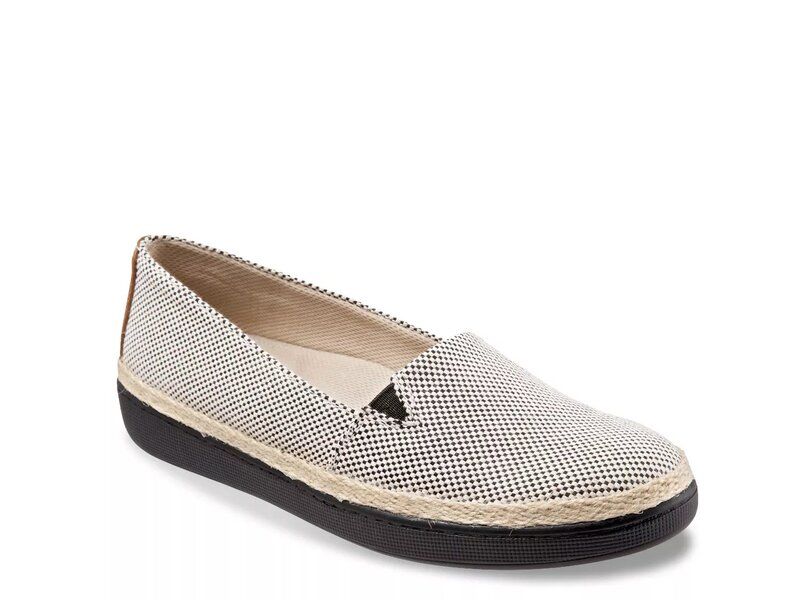 トロッターズ レディース シューズ スリッポン・ローファー Trotters Accent Espadrille SlipOn BlackWhite Checkerboard ホワイト