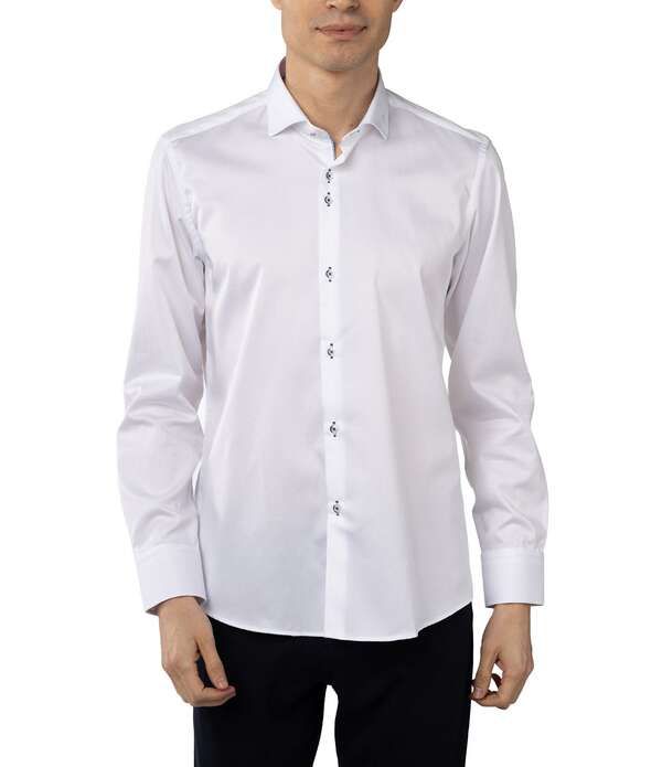 ビスコッティ メンズ トップス シャツ スリムフィット Visconti Slim Fit Leo Solid Long Sleeve Woven Shirt White ホワイト