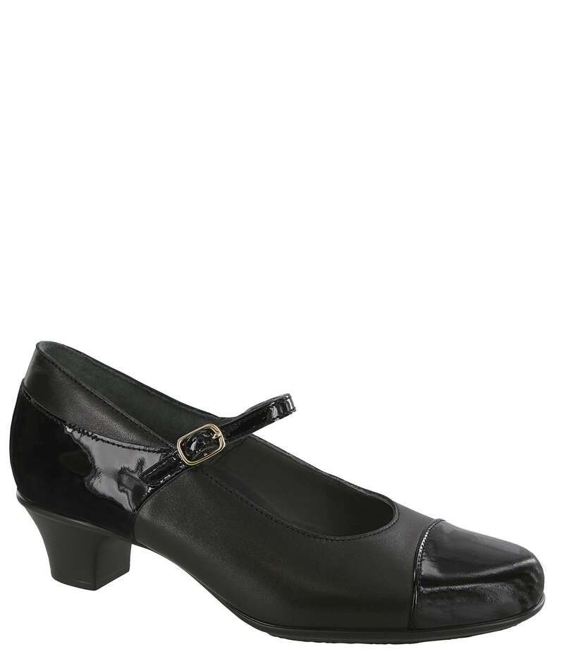 サス レディース シューズ パンプス レザー ヒール SAS Isabel Leather Patent Block Heel Mary Jane Pumps Black Patent ブラック