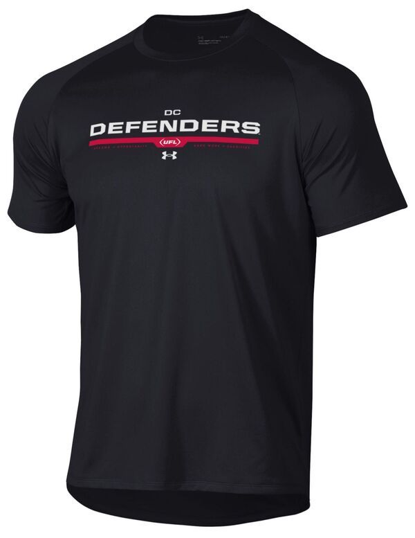 アンダーアーマー メンズ トップス Tシャツ Under Armour Mens UFL DC Defenders Wordmark Black Tech TShirt NoColor ブラック 7,860円