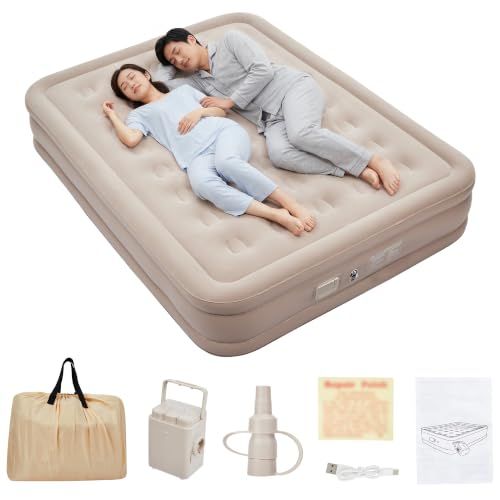 エアーベッド 電動ポンプ内蔵 キャンプ用品 防災用 自動膨張 203×152×40cm