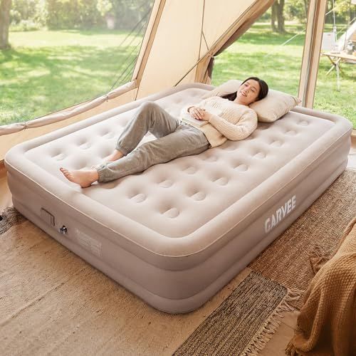 エアーベッド 電動ポンプ内蔵 キャンプ用品 防災用 自動膨張 203×152×40cm