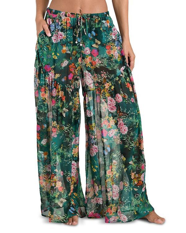 ラジャンス レディース ボトムス カジュアルパンツ ワイドレッグ シアー LAGENCE Sharon Charonda Butterfly Sheer Wide Leg Pantswim Cover