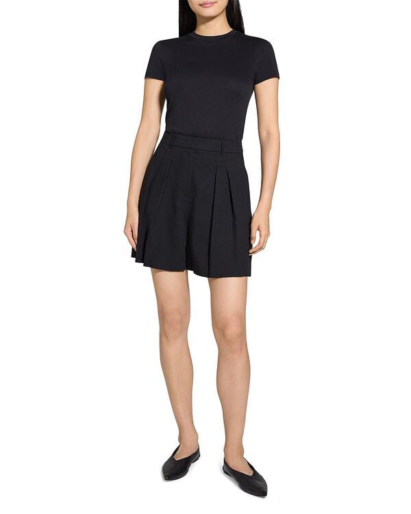 セオリー レディース ボトムス ハーフパンツ・ショーツ プリーツ ショートパンツ リネン Theory Pleated Linen Shorts Black ブラック