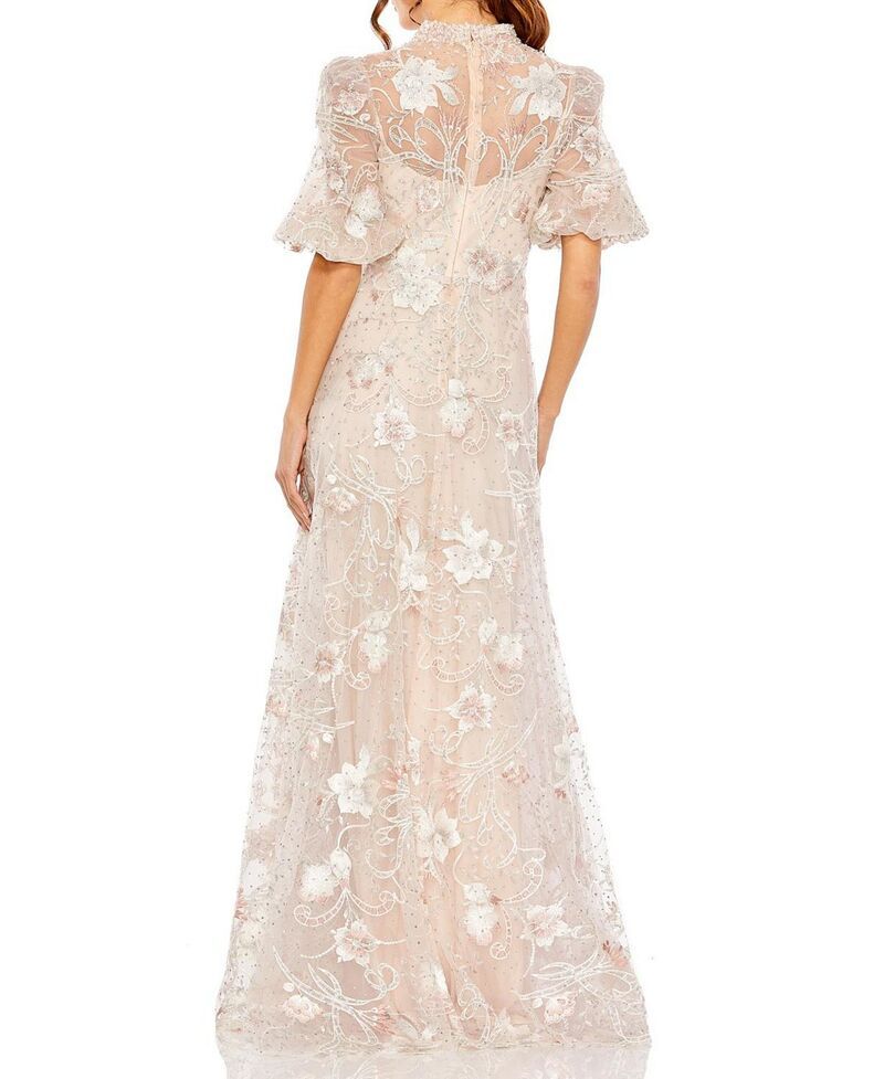 マックダガル レディース トップス ワンピース A ライン プチ Mac Duggal Petite Pink Queen Anne Puff Sleeve ALine Gown Blush ブラッシ