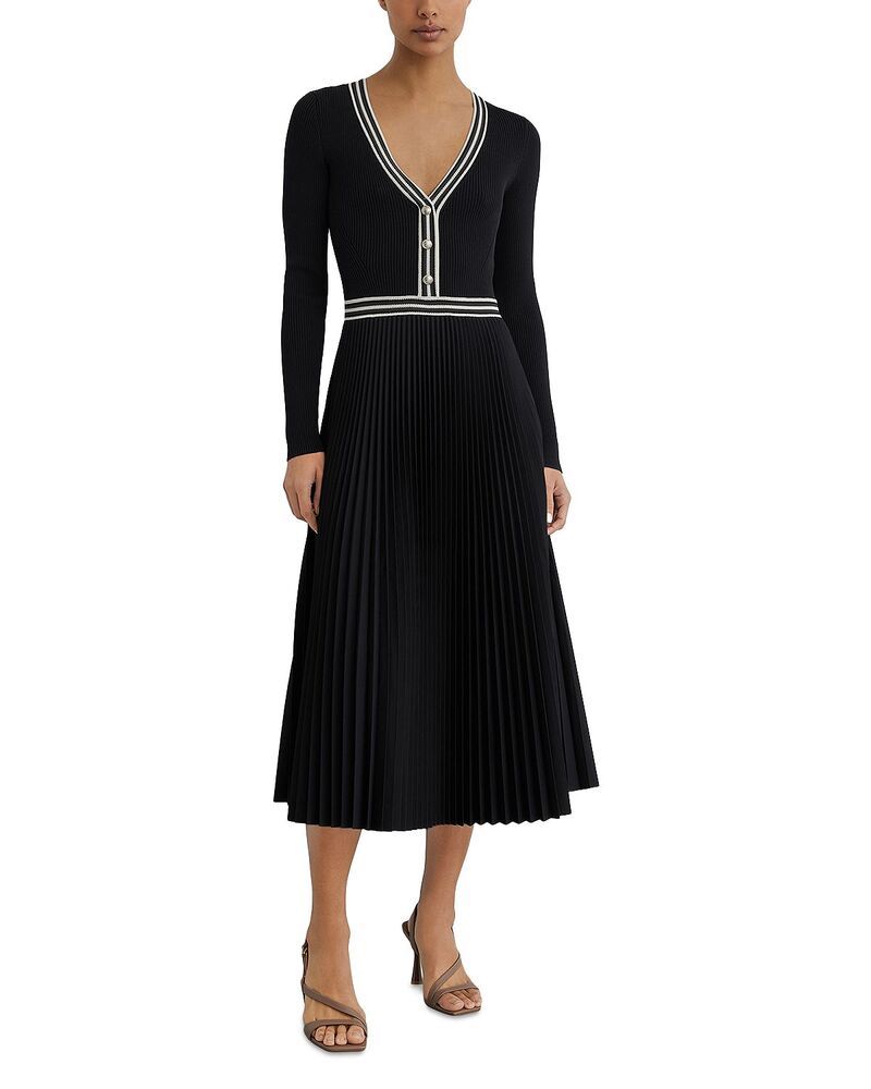 レイス レディース トップス ワンピース ニット REISS Gaia Knit Woven Mix Dress Navy ネイビー
