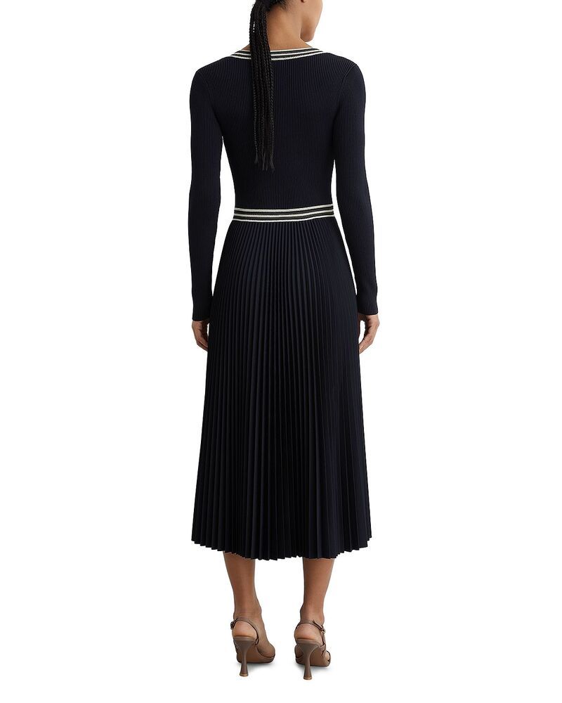 レイス レディース トップス ワンピース ニット REISS Gaia Knit Woven Mix Dress Navy ネイビー