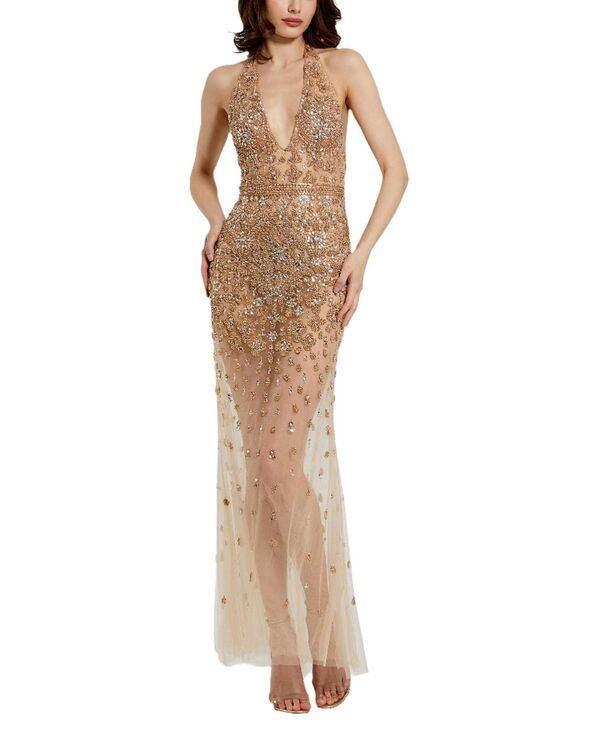 マックダガル レディース トップス ワンピース シアー スパンコール ホルター Mac Duggal Halter Top Sequins And Beaded Embellished Sheer G