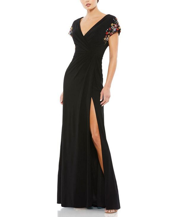 マックダガル レディース トップス ワンピース ジャージー Mac Duggal Embellished Sleeve Jersey Wrap Gown Black Multi ブラック 81,840円
