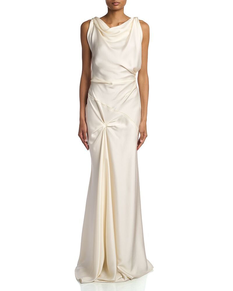 ヴィクトリア ベッカム レディース トップス ワンピース アシンメトリー ドレープ Victoria Beckham Asymmetric Drape Gown Ivory アイボリー