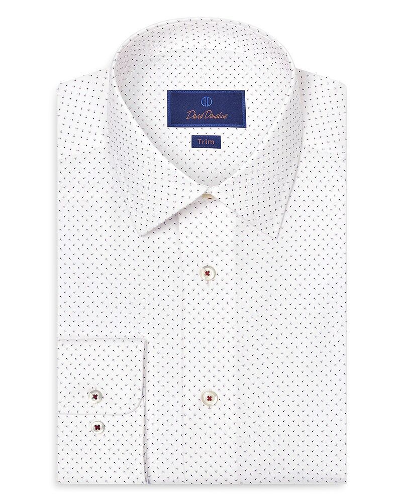 デイビッドドナヒュー メンズ トップス シャツ プリント Davidonahue Trim Fit Stretch Geometric Dot Print Dresshirt White Berry