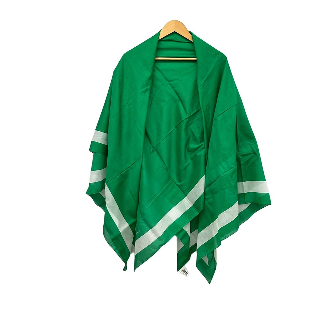HERMES(エルメス) ストール(ショール)美品 - グリーン×白 コットン