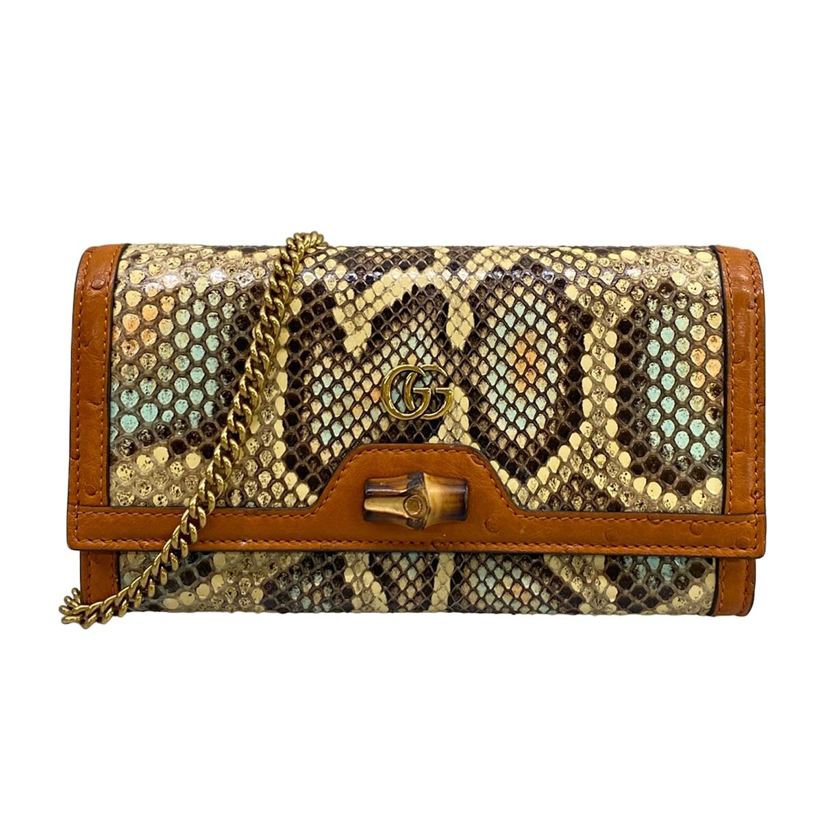 GUCCI(グッチ) 財布美品 バンブー 658243 アイボリー×ダークブラウン×ブラウン チェーンウォレット/ストラップ着脱可