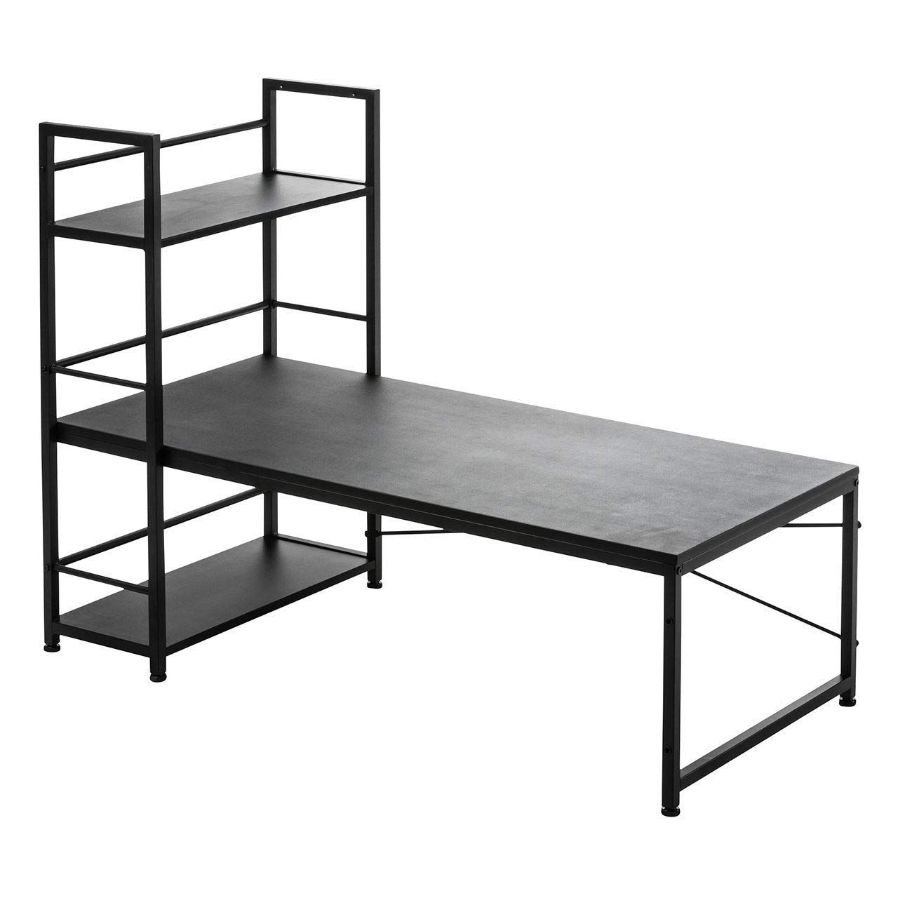 サンワダイレクト ローデスク 幅120cm 収納棚付き 左右入れ替え対応 ブラック 100-DESKH023BK | パソコンデスク,ロータイプｍａ