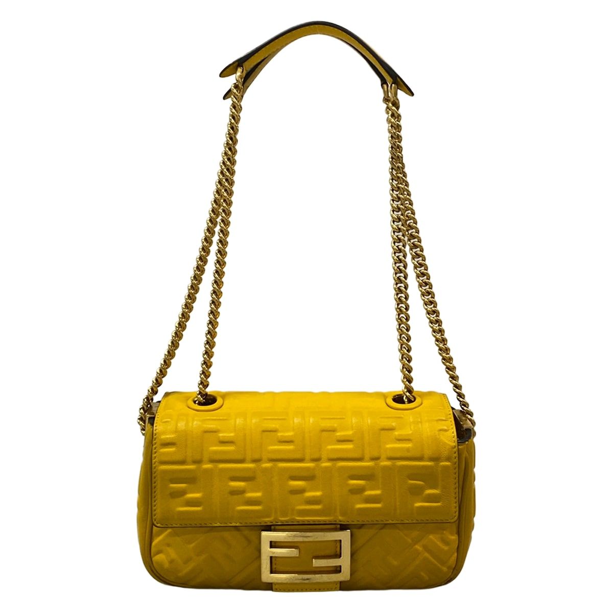 FENDI(フェンディ) ショルダーバッグ バゲットチェーンミディ 8BR793 ダークイエロー 斜めがけ/チェーンショルダー レザー 92,730円