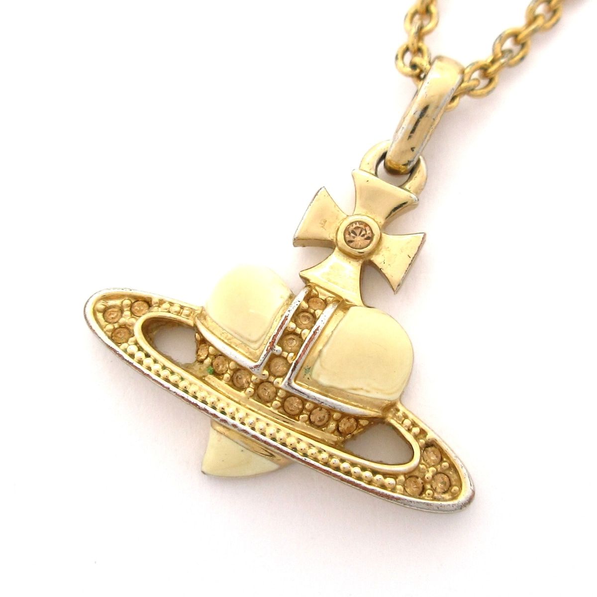 VivienneWestwood(ヴィヴィアンウエストウッド) ネックレス - ゴールド×アイボリー ハート/オーブ 18,072円