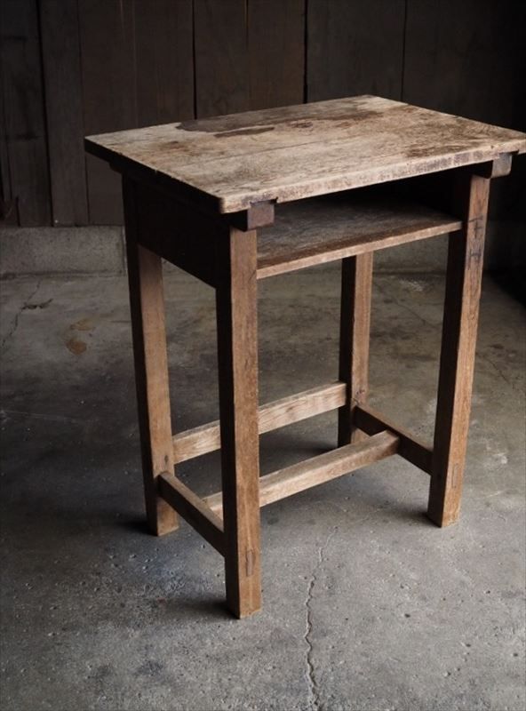 昭和30年代 楢材造り 重厚な小型作業台　古録展 送料無料　中古 品番F46613