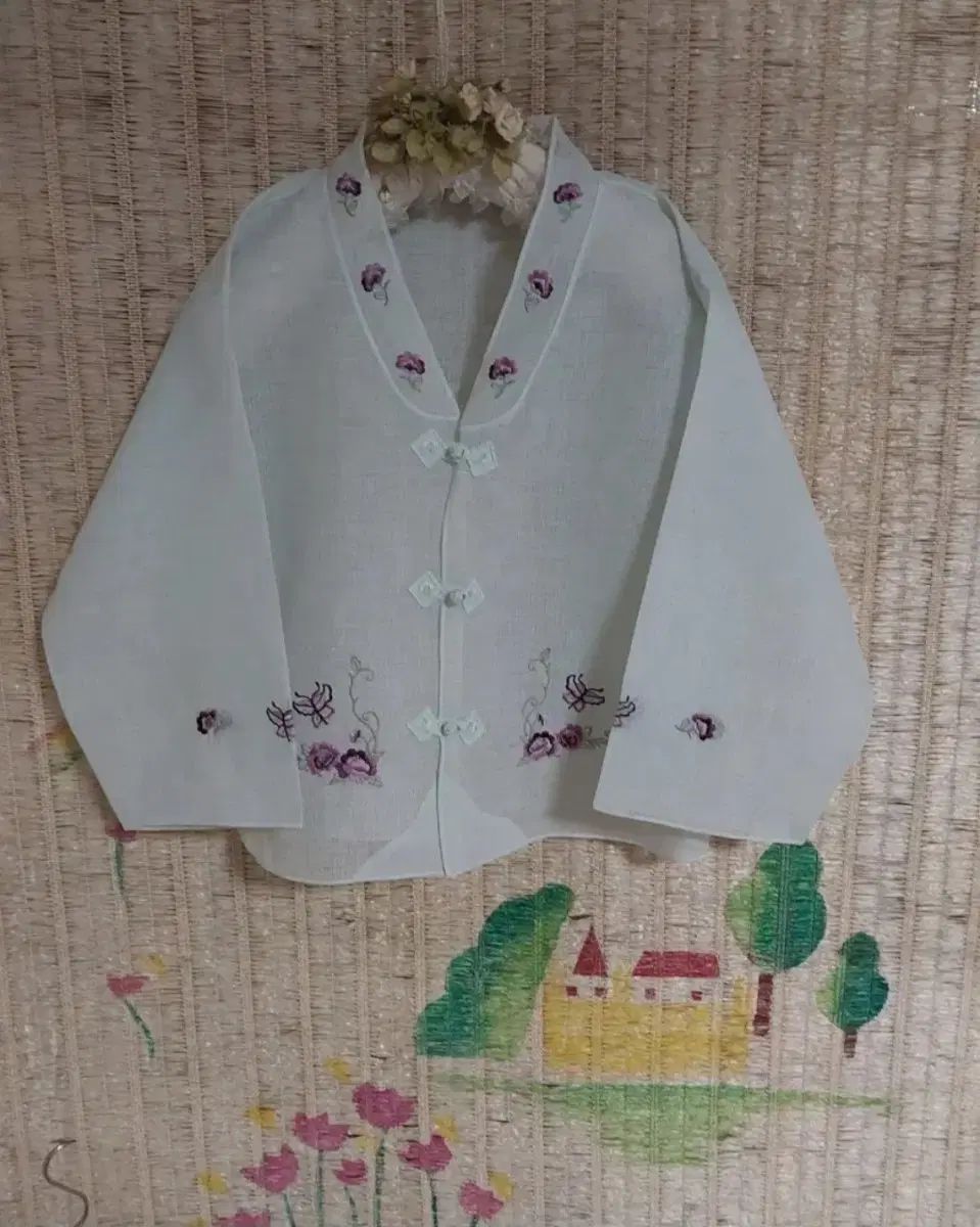 ハン(HAN) チマチョゴリ ミント色 花 刺繍