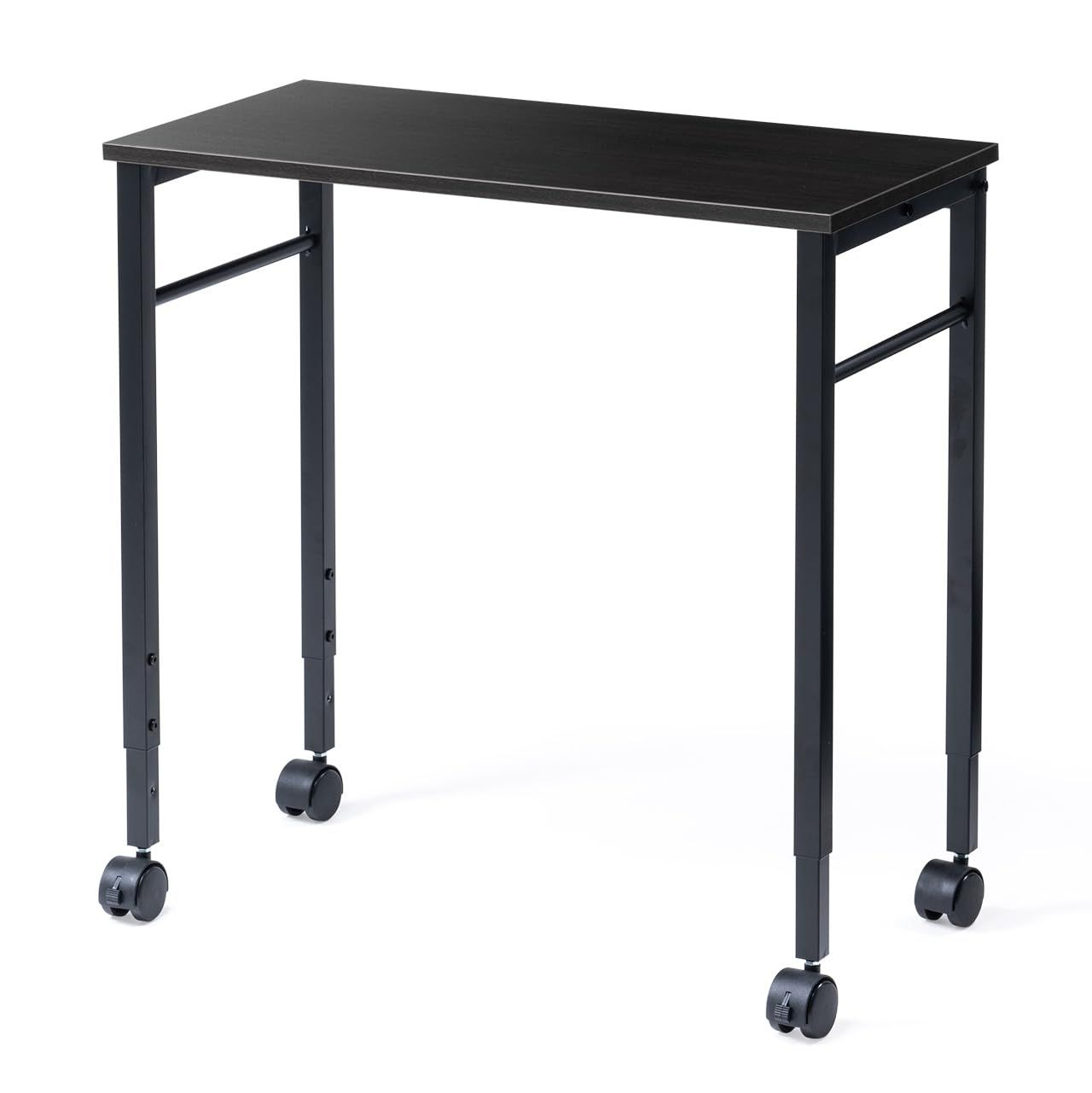 サンワダイレクト サブデスク キャスター付き 幅70×奥行35×高さ64・70cm スリム ブラック 100-DESKF046BKｍａ
