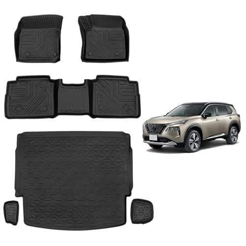 R★新型エクストレイル T33系 5人乗用 専用 フロアマット+ラゲッジマット 専用設計 X-Trail T33 3D立体 防水 カーマット TPE材質 保護マット 耐汚れ 滑り防止 アクセサリー カスタム パーツ 6ｐセット (エクストレイル T33系 5人