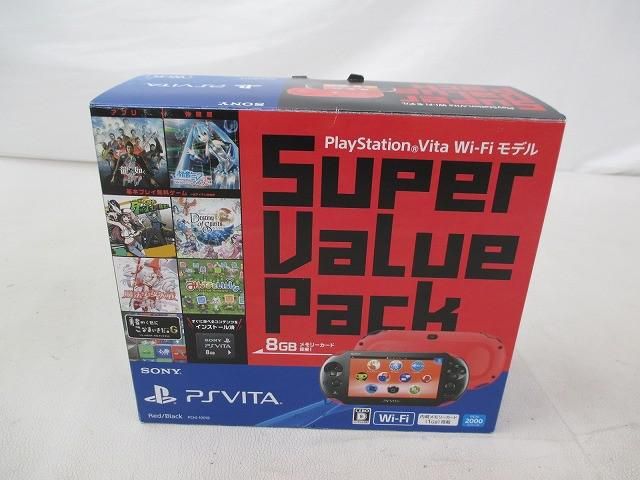中古品 ゲーム PS Vita 本体 PCH-2000 Wi-Fiモデル Super Value Pack レッド/ブラック 箱付き 動作品