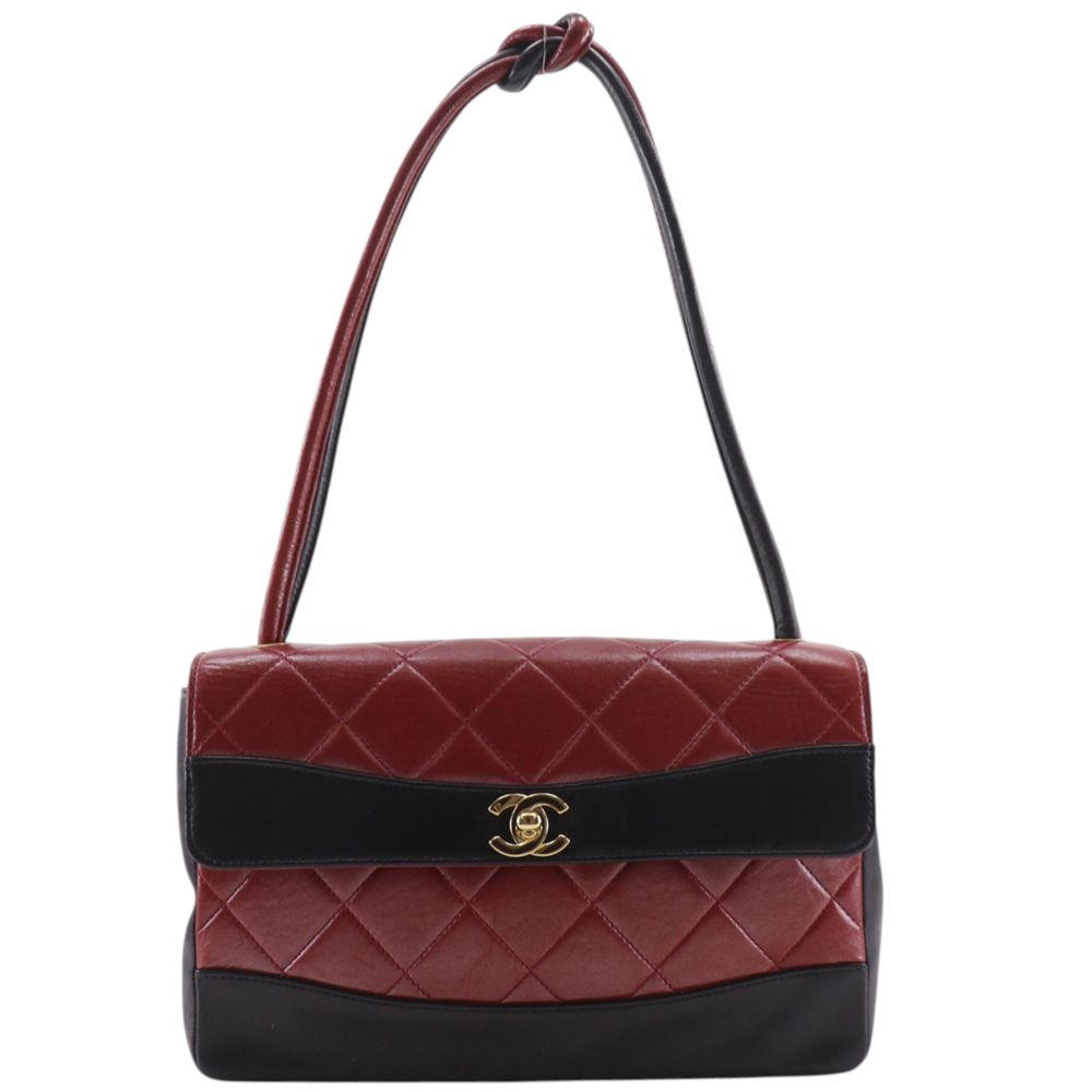 【CHANEL】シャネル マトラッセ バイカラー ラムスキン 黒/赤 レディース ショルダーバッグ
