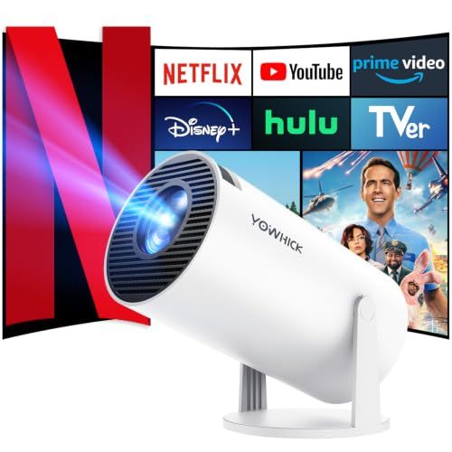 YOWHICK プロジェクター 家庭用 小型 Android TV搭載・30000LM・2026年 ホームシアター 1080P 4K対応 Wi-Fi6&Bluetooth5.4 270°回転 天井投影 自動台形補正 内蔵HiFiスピーカー(X f0c92c70