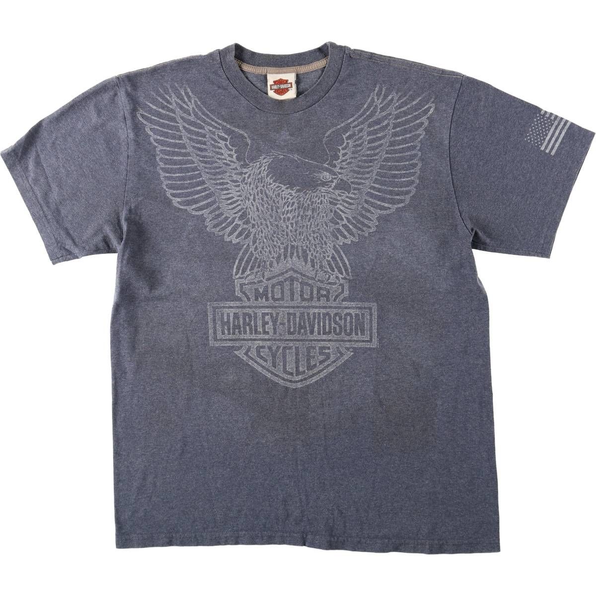 古着 ハーレーダビッドソン Harley-Davidson 鷲柄 イーグル柄 星条旗柄 モーターサイクル バイクTシャツ USA製 メンズL相当/eaa664389