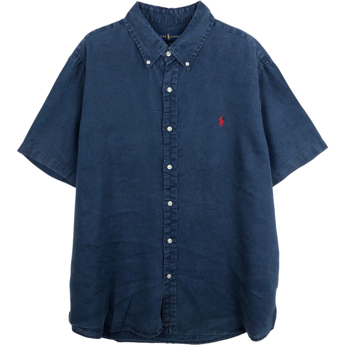 古着 ラルフローレン Ralph Lauren POLO RALPH LAUREN CLASSIC FIT 半袖 リネン ボタンダウンシャツ メンズXXL相当/eaa668166