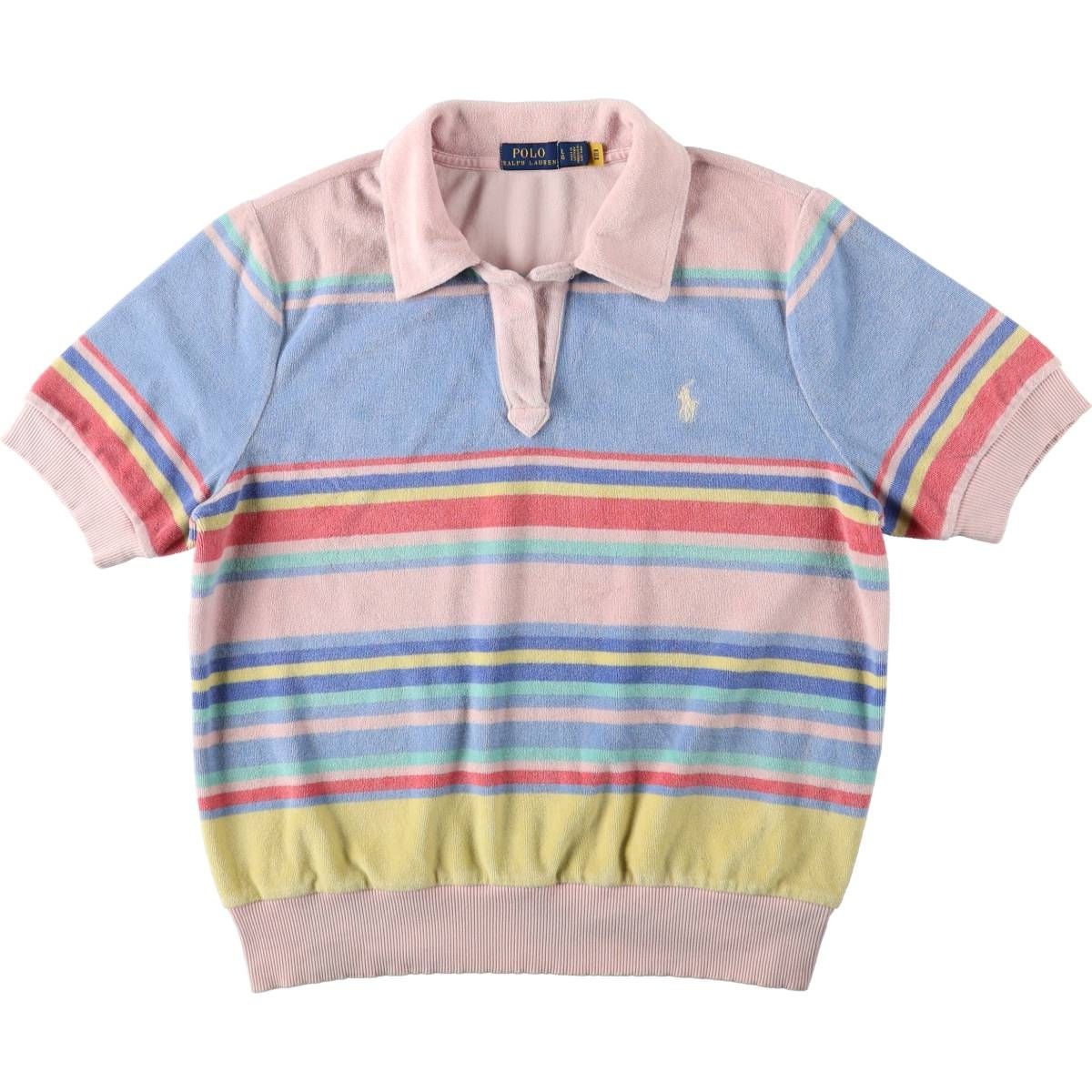 古着 ラルフローレン Ralph Lauren POLO RALPH LAUREN マルチボーダー スキッパーカラー パイル地 半袖 ボーダー ポロシャツ/eaa668432