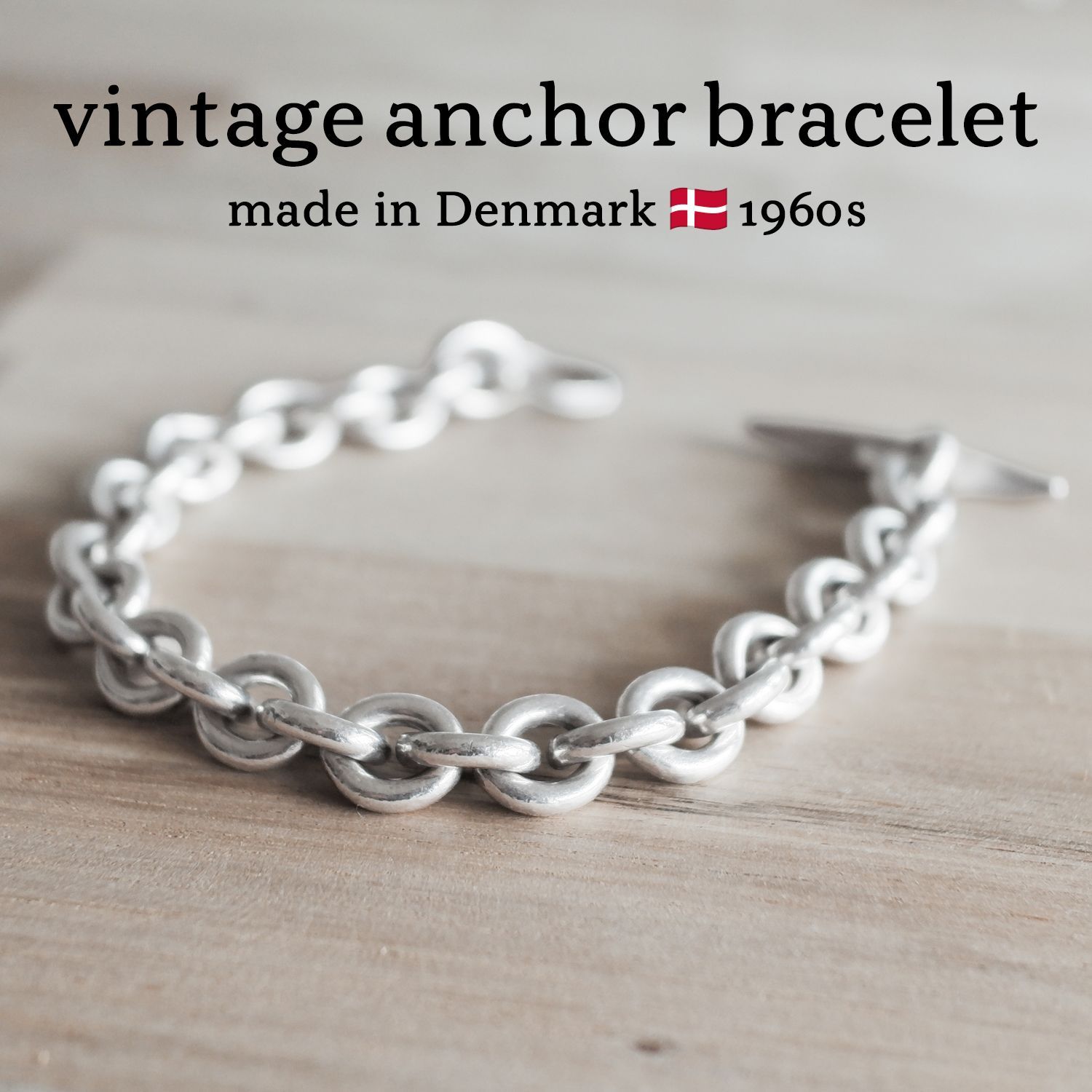 【デンマーク製 Hermann Siersbøl 1960年代頃】シルバーアンカーチェーンブレスレット m357