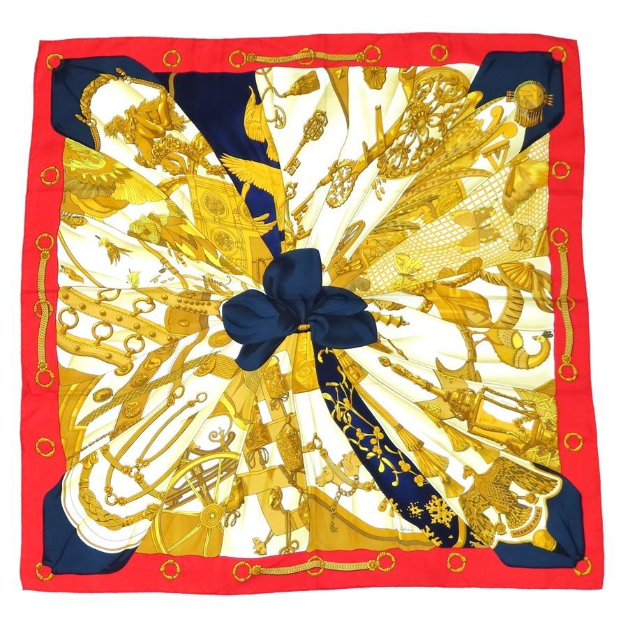 HERMES エルメス カレ90 スカーフ 『Soleil de Soie』シルクの太陽 レッド シルク フランス製 rk10459 19,350円