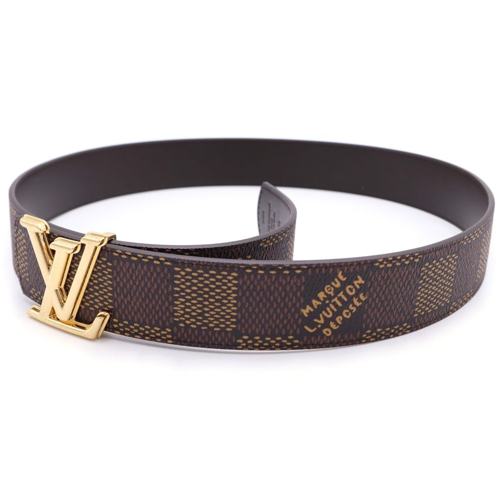 LOUIS VUITTON (ルイヴィトン) ダミエ ヘリテージ LV ディメンション 40MM リバーシブル PVC レザー ベルト ゴールド金具 ブラウン M8888