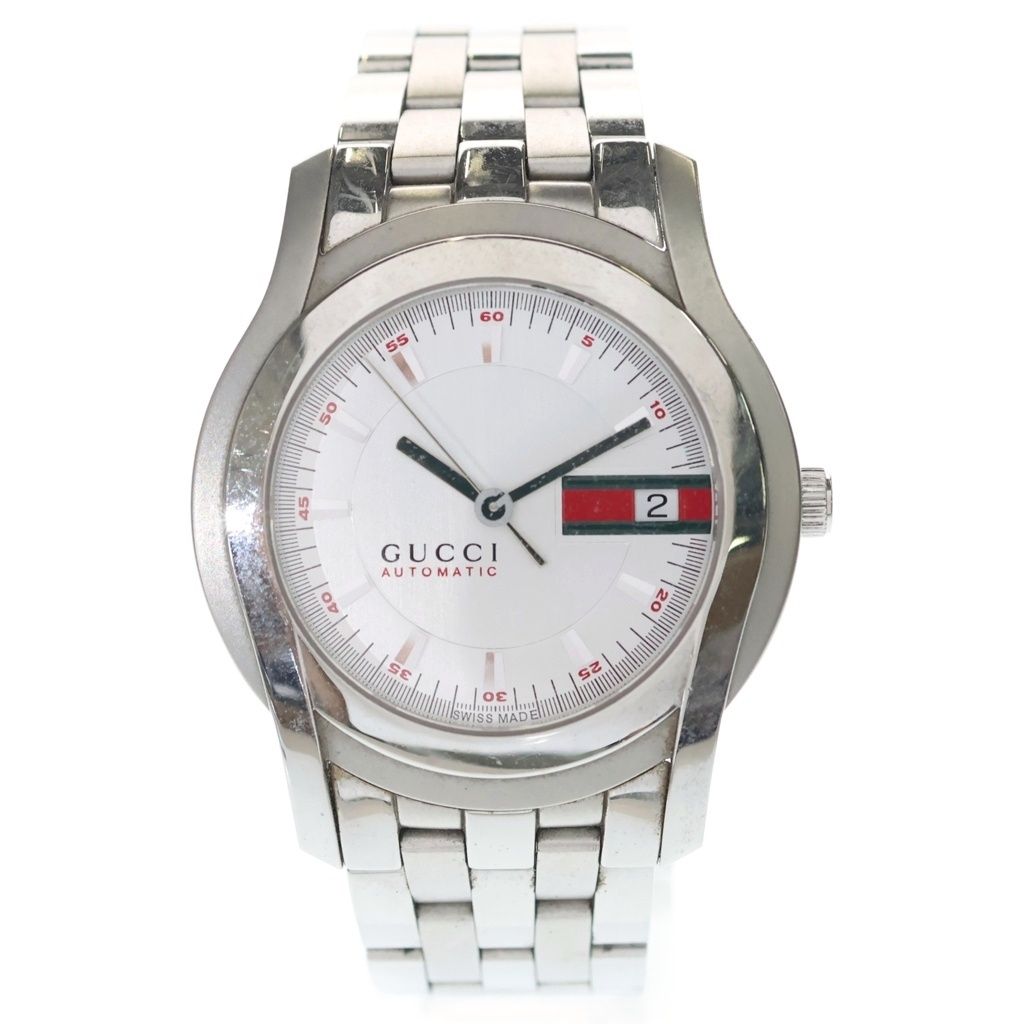 GUCCI (グッチ) Automatic Watch SS 自動巻き 白文字盤 腕時計 ウォッチ シルバー 5500