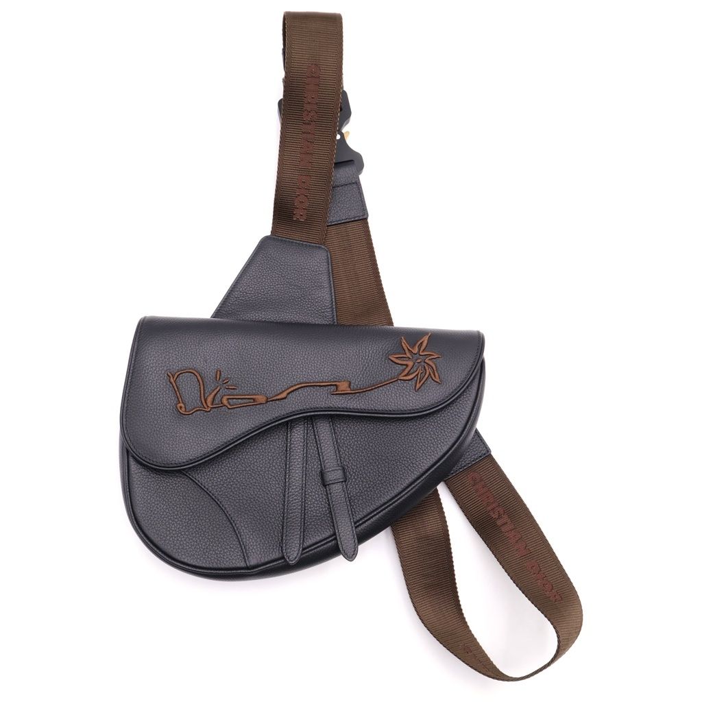 Christian Dior (クリスチャンディオール) ×CACTUS JACK カクタスジャック オールレザー サドルバッグ ブラック/ブラウン - 132,000円