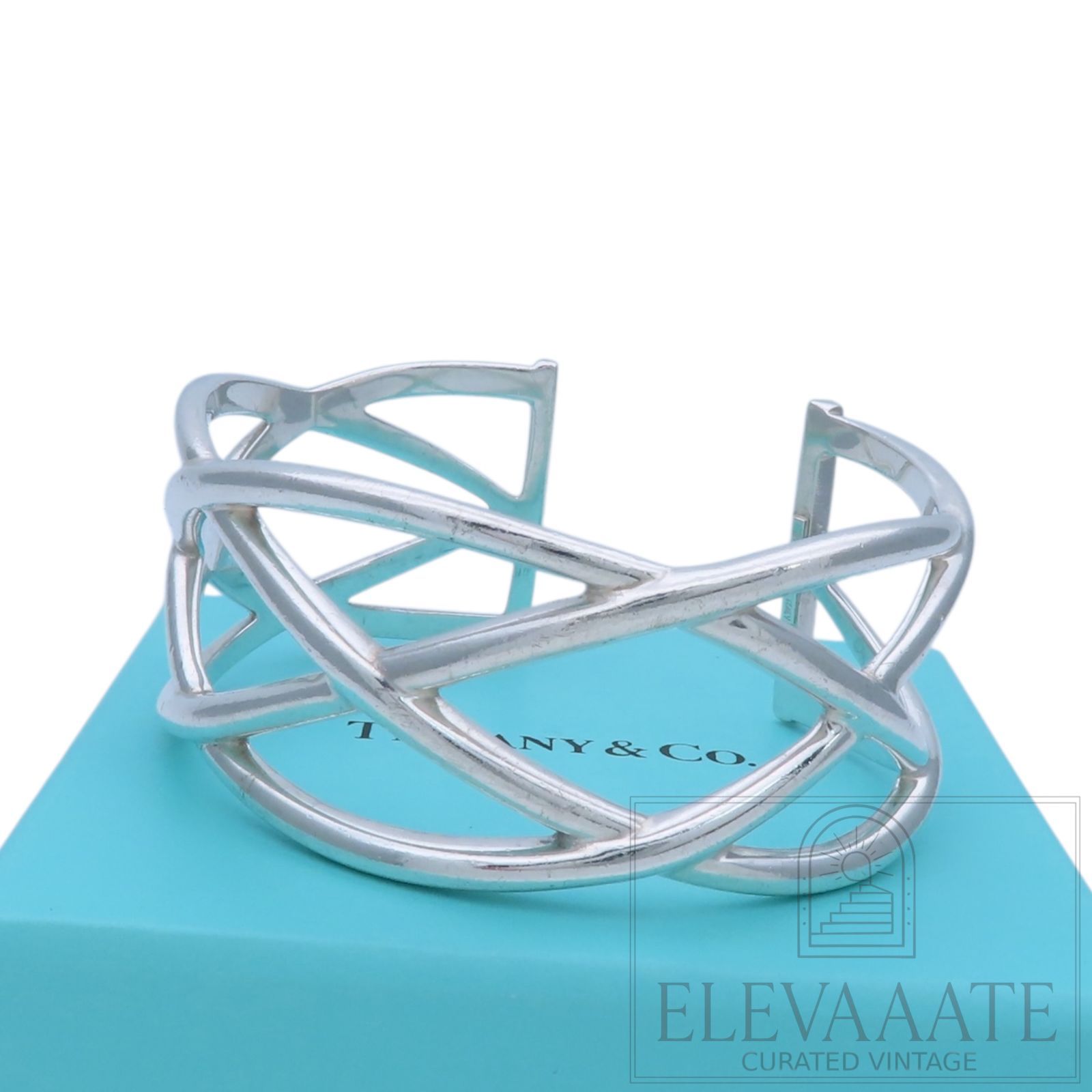 希少 Tiffany&Co. ティファニー ケルティック ノット カフ シルバー バングル ブレスレット SV925 EX236