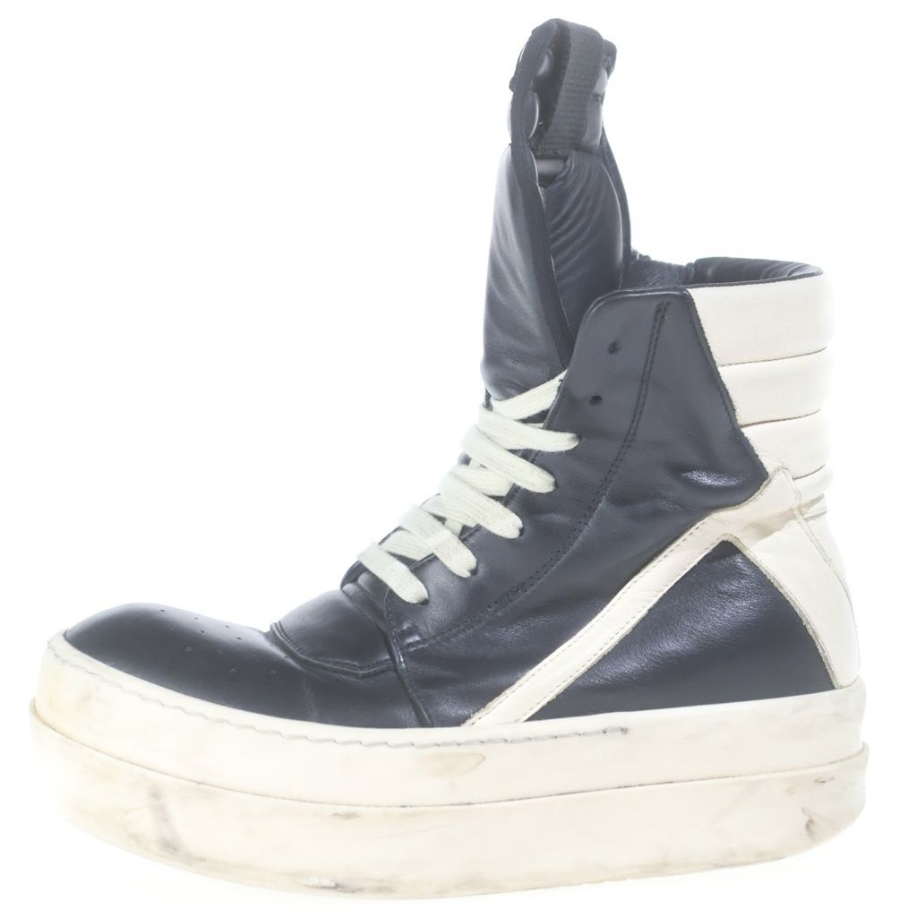Rick Owens (リックオウエンス) Mega Bumper Geobasket Sneaker メガバンパー ジオバスケットレザーハイカットスニーカー シューズ ブラック/ホワイト