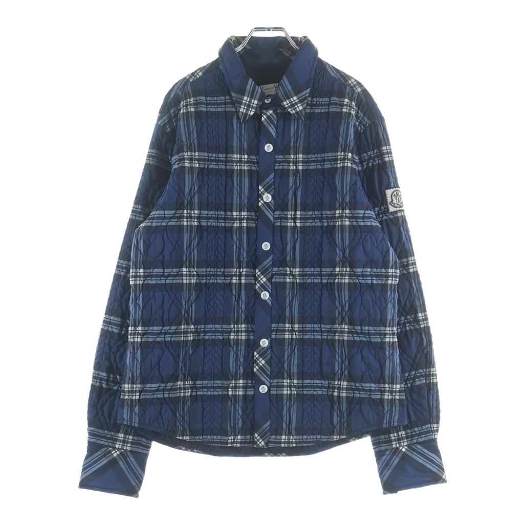 MONCLER GAMME BLEU (モンクレール・ガム・ブルー) キルティング ロゴワッペン チェックシャツ ジャケット ブルー 323915200780