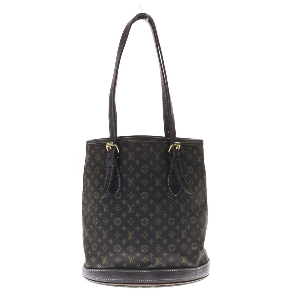 LOUIS VUITTON (ルイヴィトン) モノグラムミニラン バケット PM トートバッグ ハンドバッグ ブラウン レザー×キャンバス M95226 ゴールド金具 46,200円
